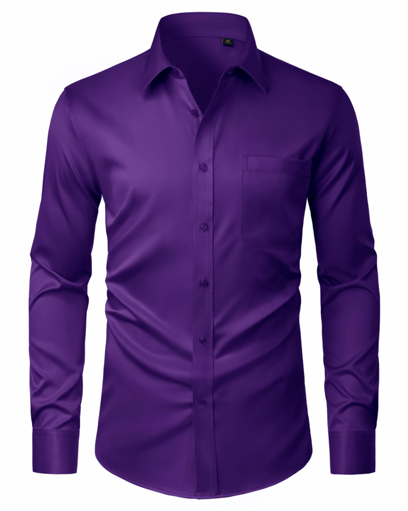 Camicia Uomo Elasticizzata Antimacchia a Maniche Lunghe
