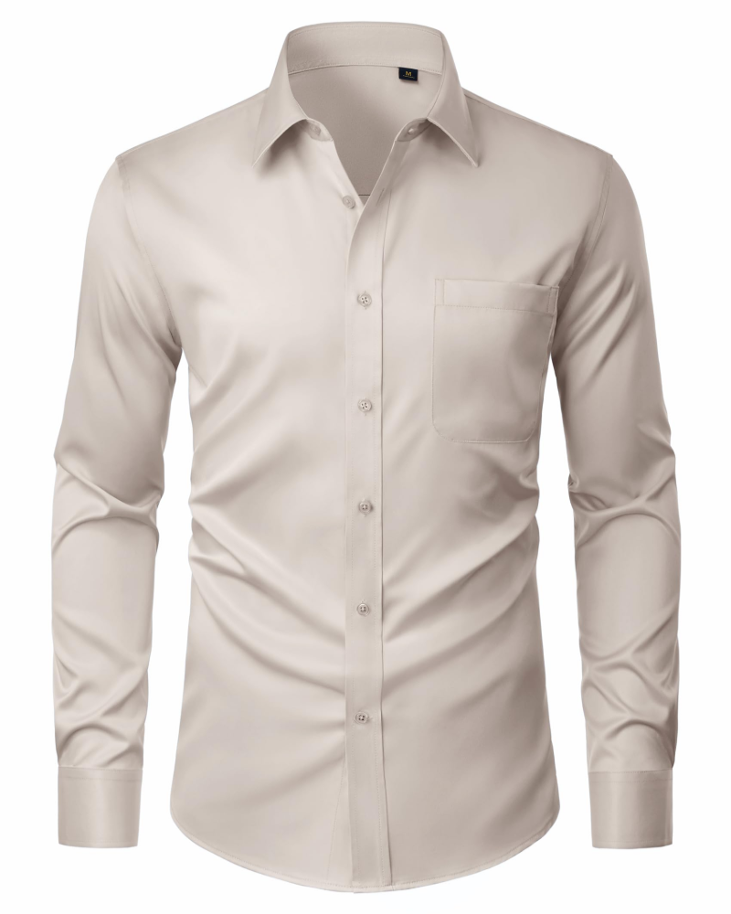 Camicia Uomo Elasticizzata Antimacchia a Maniche Lunghe