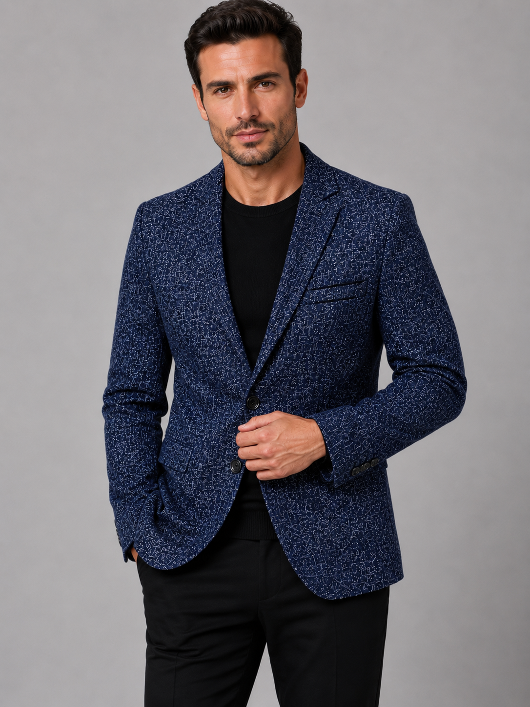 Tekstureret Blazer til Mænd med Revers