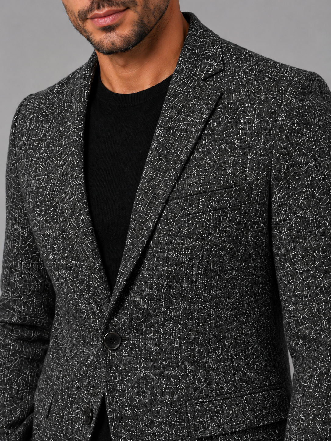 Tekstureret Blazer til Mænd med Revers