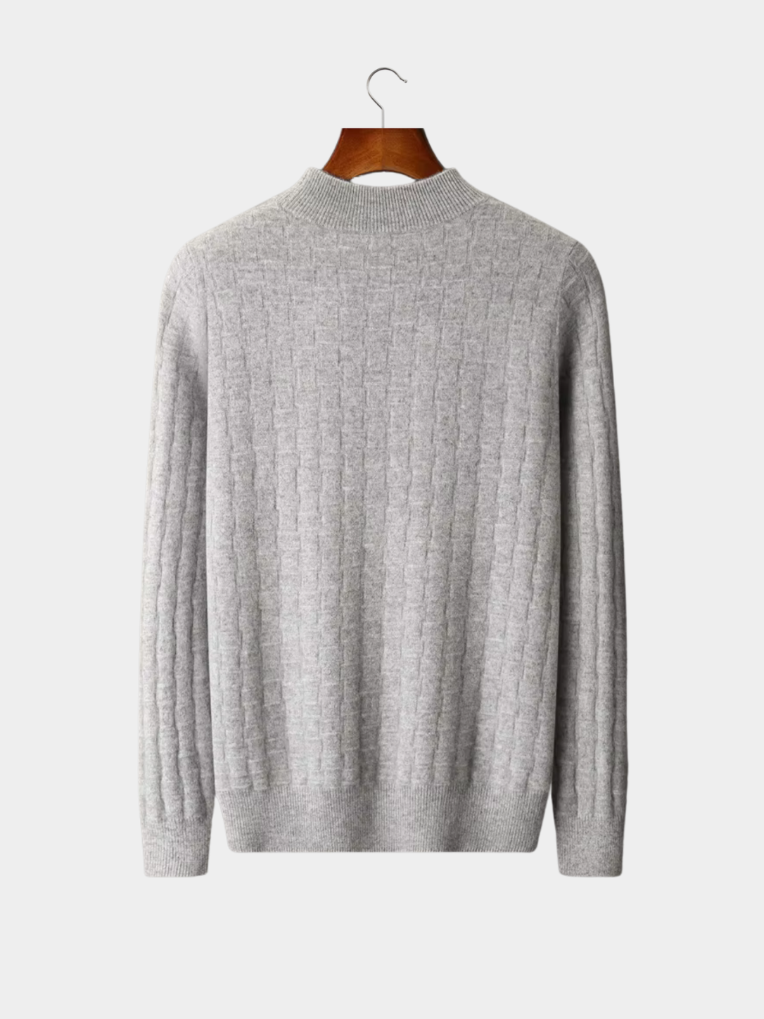 Tekstureret Striktrøje til Mænd med Mock Neck