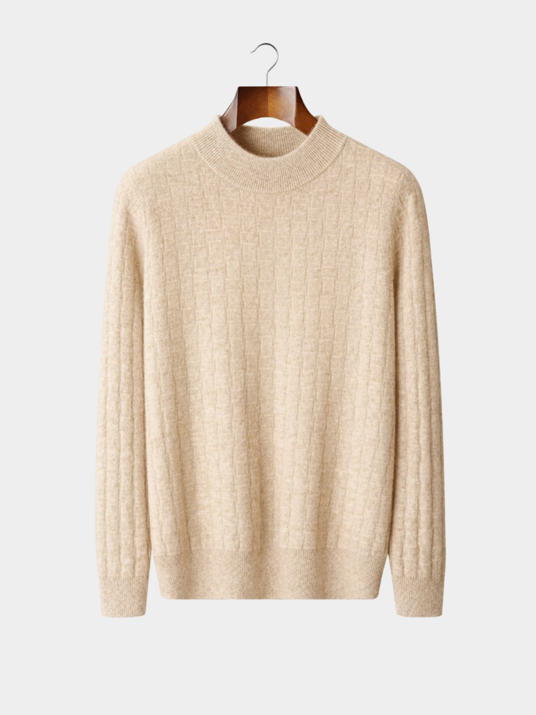 Tekstureret Striktrøje til Mænd med Mock Neck