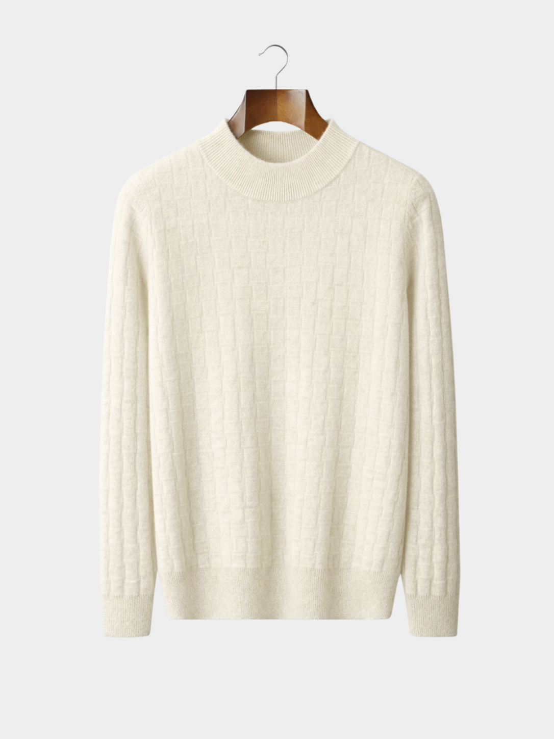 Tekstureret Striktrøje til Mænd med Mock Neck