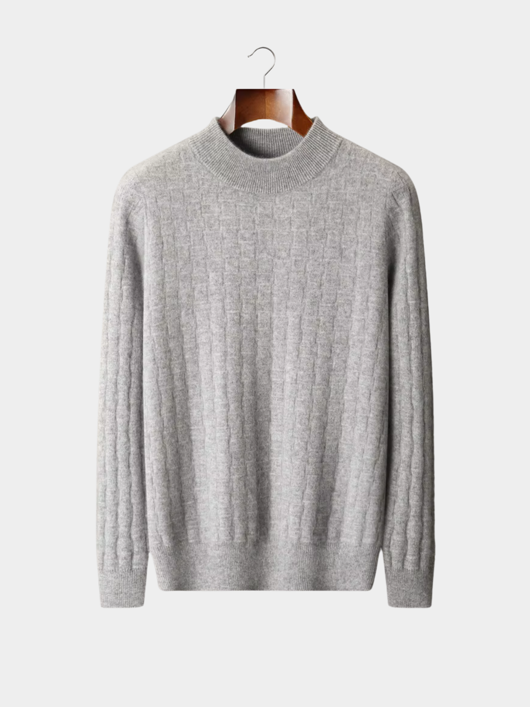 Tekstureret Striktrøje til Mænd med Mock Neck