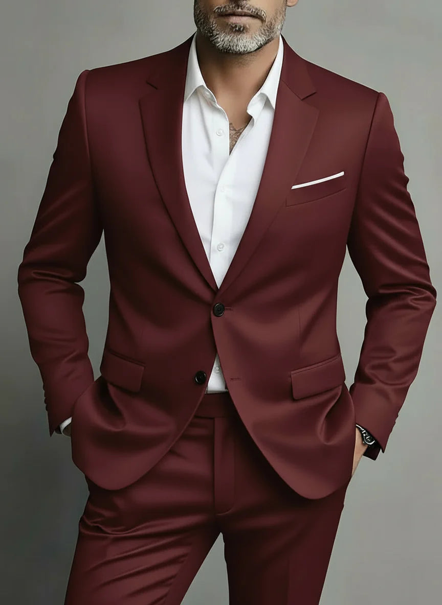Slim fit oblek pro muže | 2dílná sada s jednoručákem a odpovídajícími společenskými kalhotami na párty a formální příležitosti