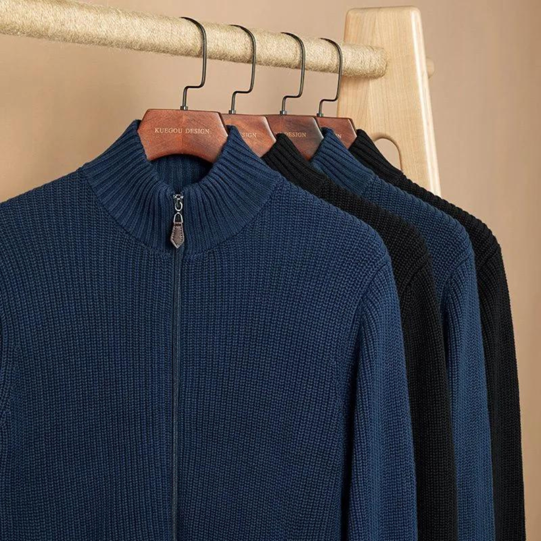 Bellivaro | Zip Neck Sweater – En Stilren Trøje Med En Elegant Horisontal-ribbet Tekstur