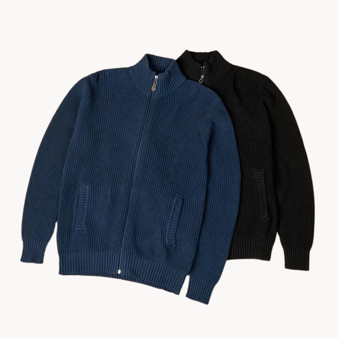 Bellivaro | Zip Neck Sweater – En Stilren Trøje Med En Elegant Horisontal-ribbet Tekstur