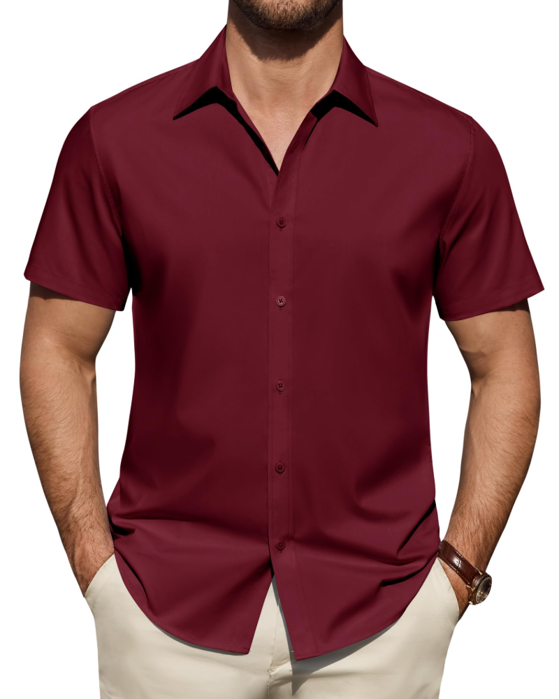 Camicia Uomo Elasticizzata Antimacchia a Maniche Corte