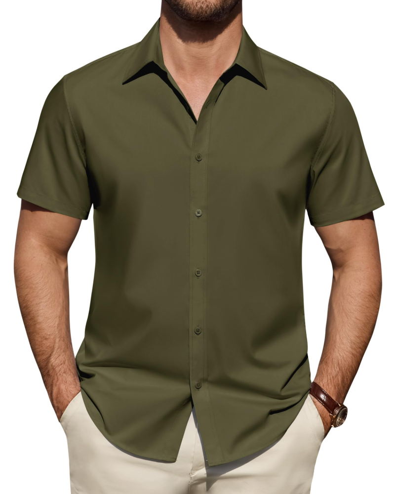 Camicia Uomo Elasticizzata Antimacchia a Maniche Corte