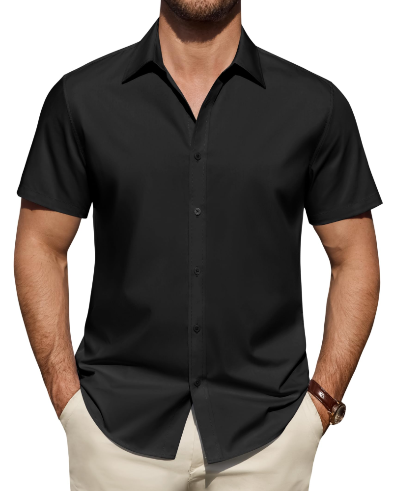 Camicia Uomo Elasticizzata Antimacchia a Maniche Corte