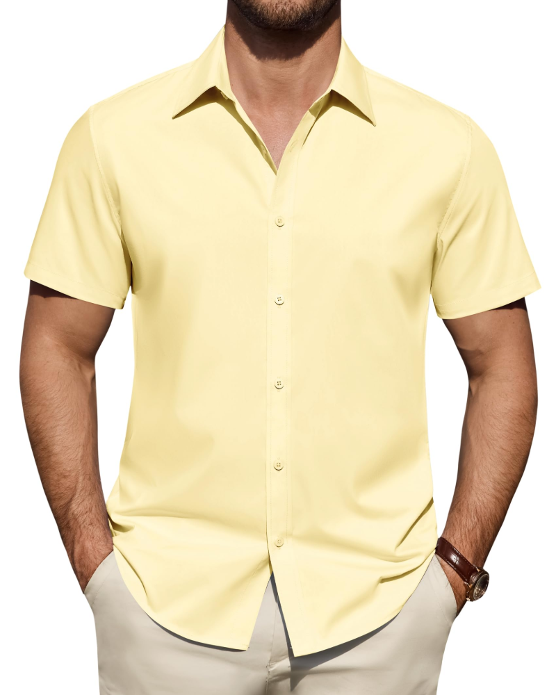 Camicia Uomo Elasticizzata Antimacchia a Maniche Corte