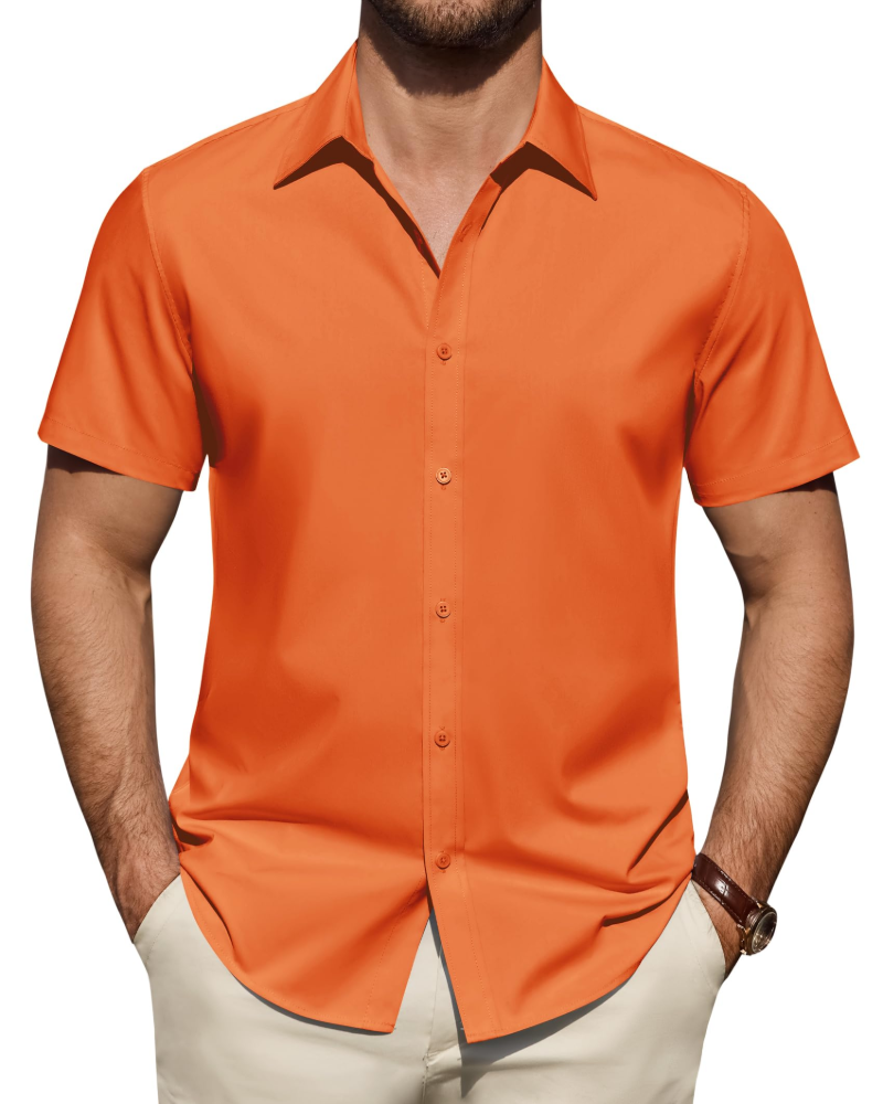 Camicia Uomo Elasticizzata Antimacchia a Maniche Corte
