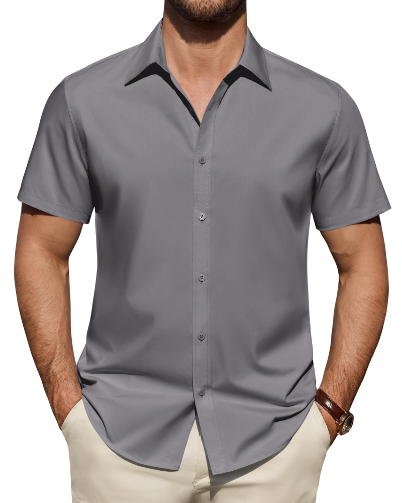 Camicia Uomo Elasticizzata Antimacchia a Maniche Corte