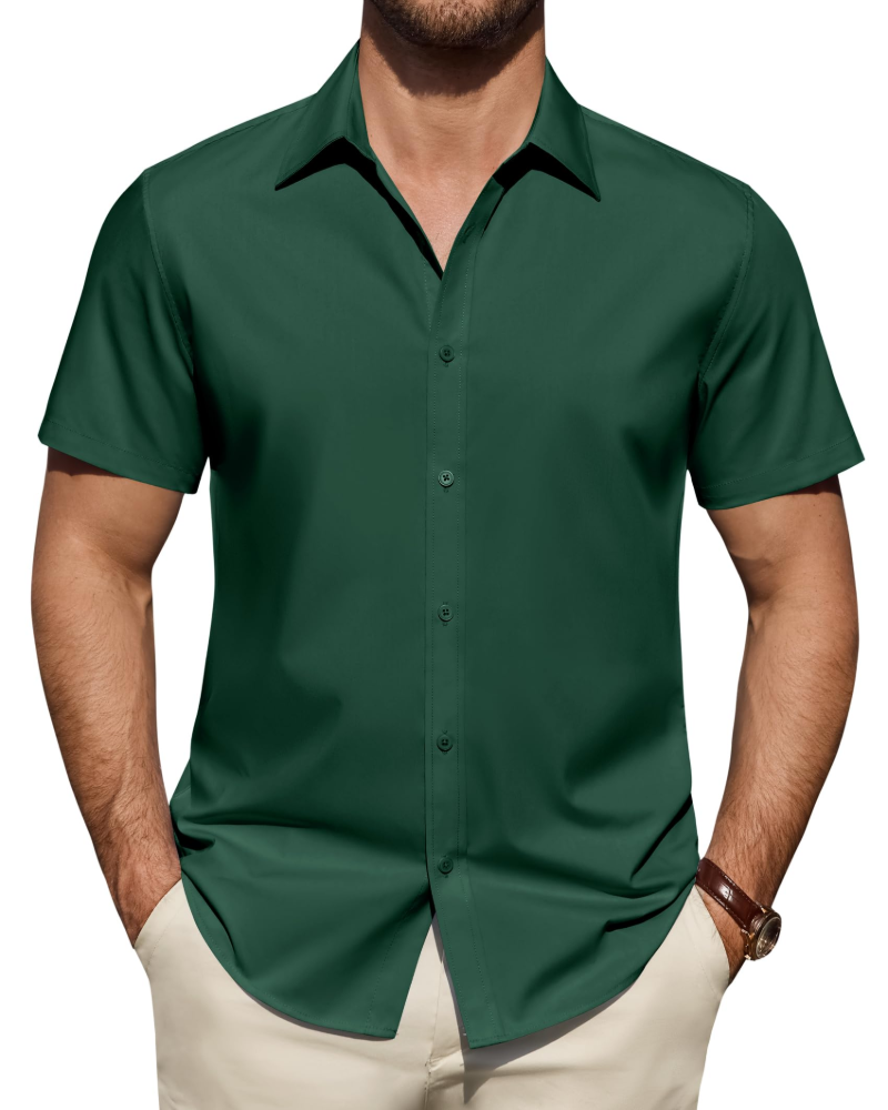 Camicia Uomo Elasticizzata Antimacchia a Maniche Corte
