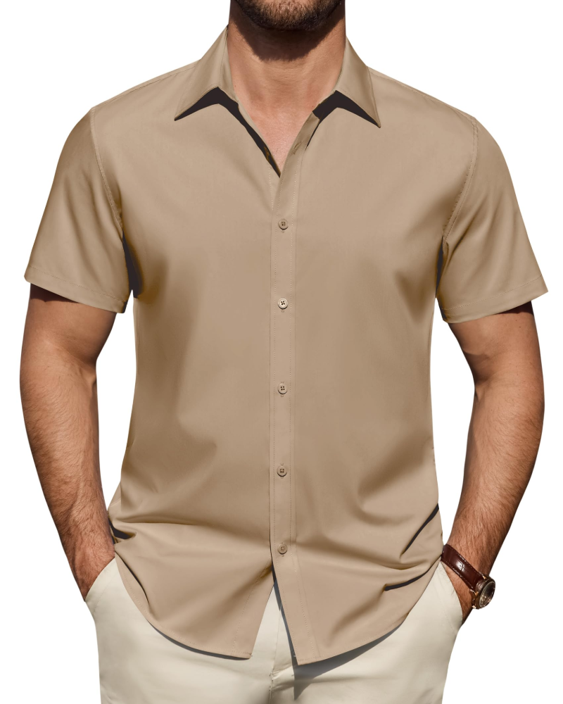 Camicia Uomo Elasticizzata Antimacchia a Maniche Corte