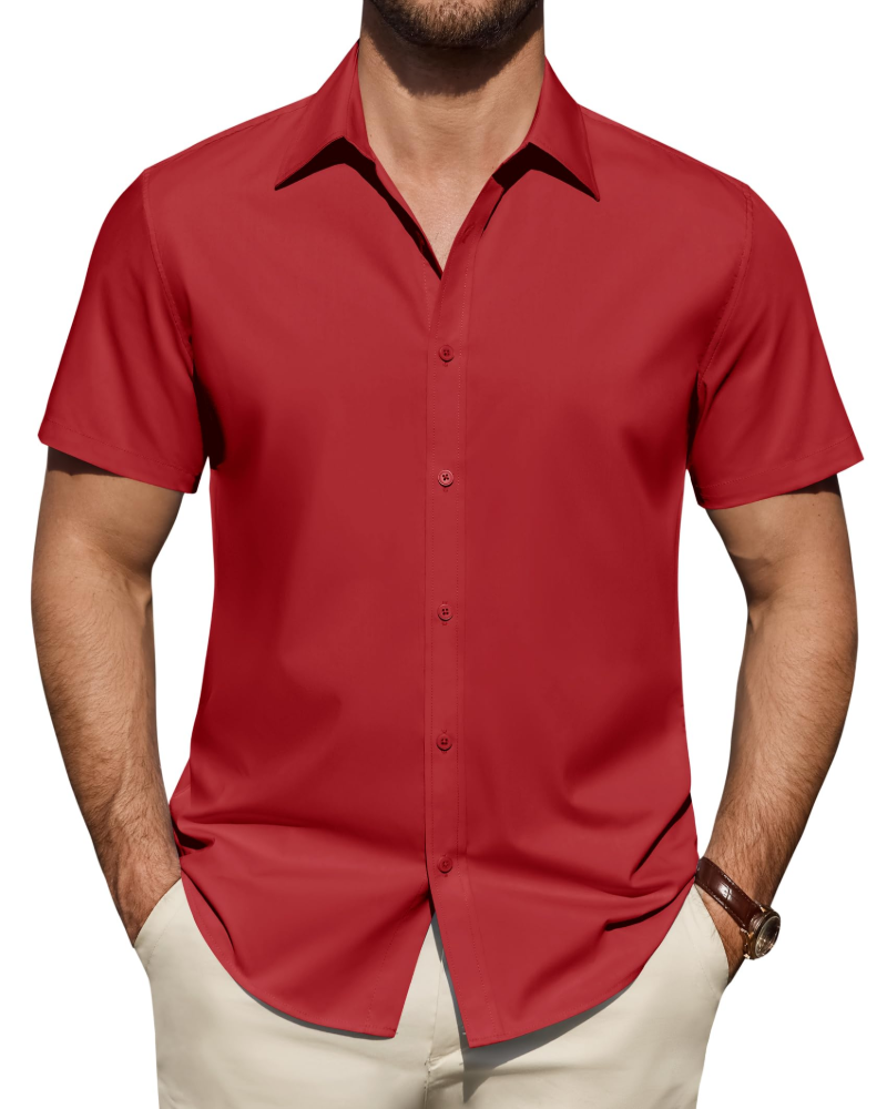 Camicia Uomo Elasticizzata Antimacchia a Maniche Corte