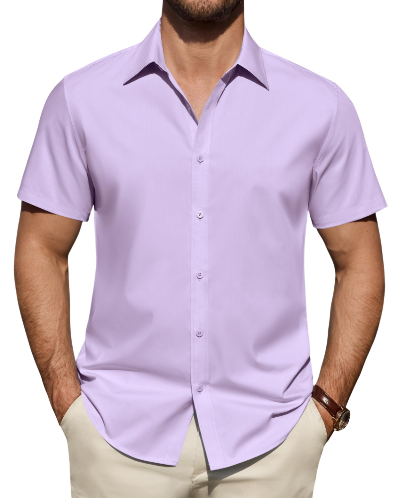 Camicia Uomo Elasticizzata Antimacchia a Maniche Corte