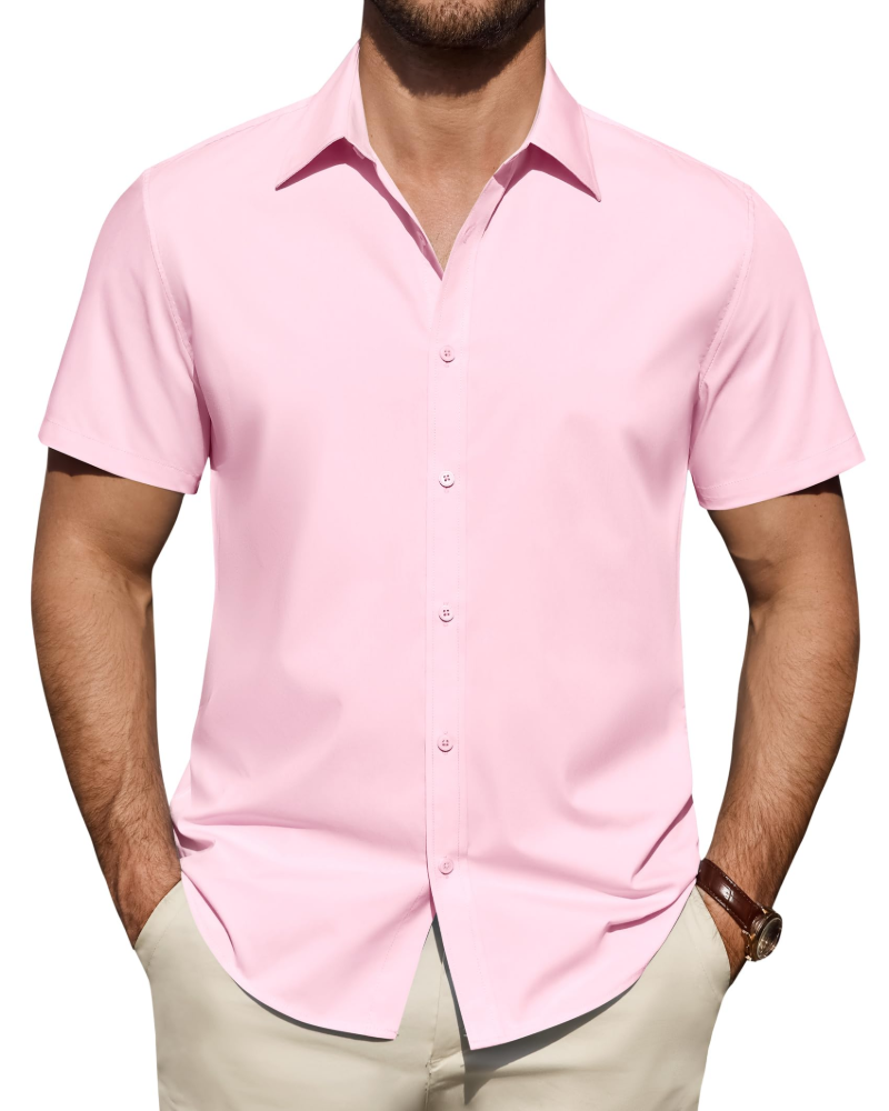 Camicia Uomo Elasticizzata Antimacchia a Maniche Corte
