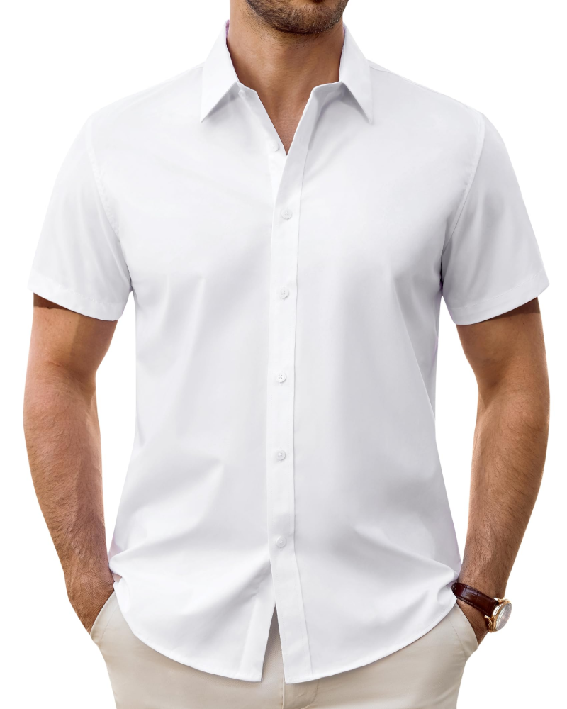 Camicia Uomo Elasticizzata Antimacchia a Maniche Corte