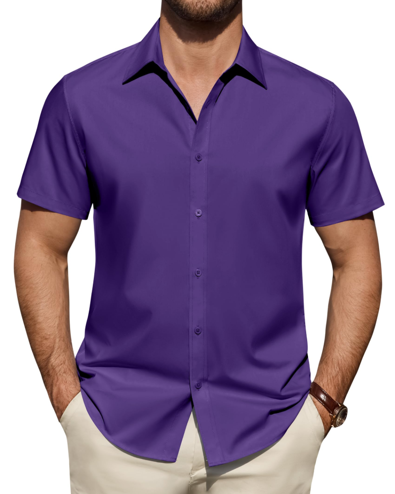 Camicia Uomo Elasticizzata Antimacchia a Maniche Corte