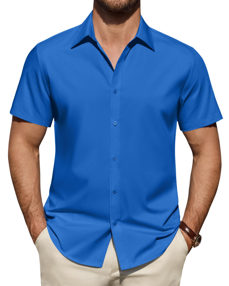 Camicia Uomo Elasticizzata Antimacchia a Maniche Corte