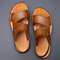 Classic men's leather sandals with adjustable heel strap and molded footbed for optimal stability and comfort in everyday life