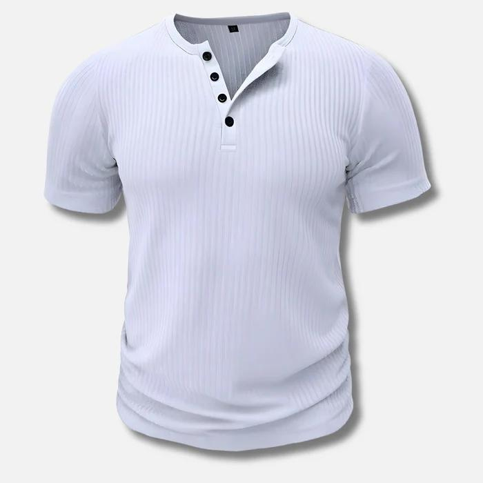T-shirt masculina muscle fit – fecho de botões e corte ajustado ao corpo