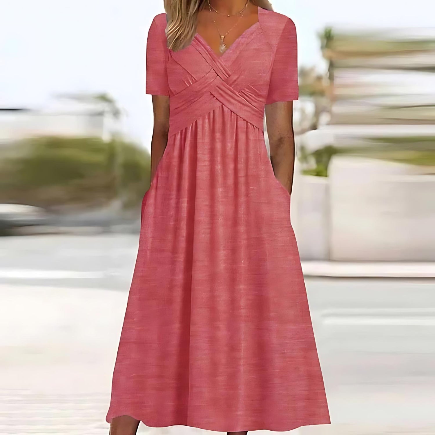 Vestido midi con efecto cubridor del abdomen