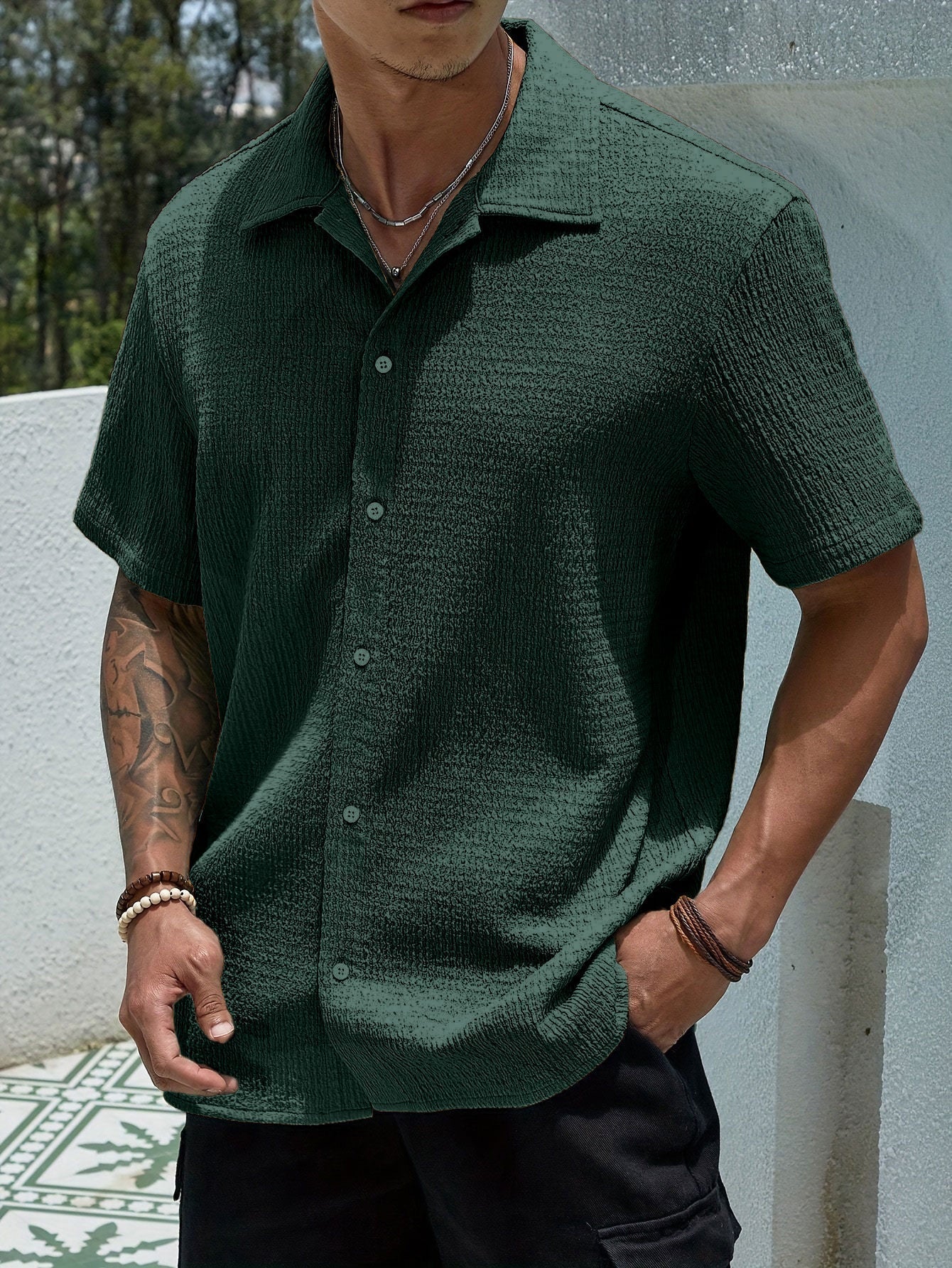 Camisa de hombre Marjhun – Camisa texturizada con botones, elegante y cómoda para un look casual