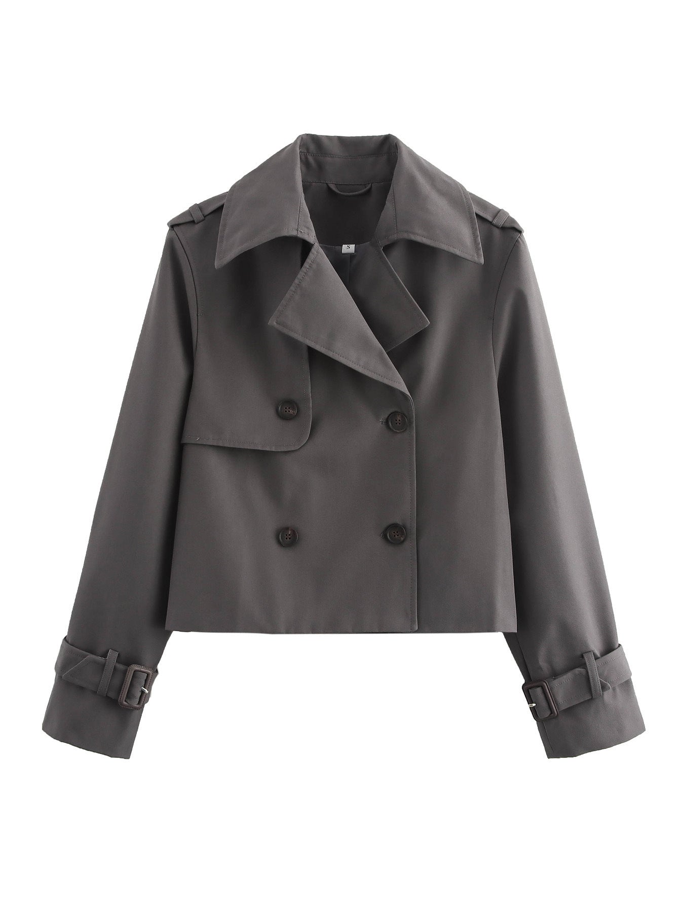Cropped Dobbeltradet Trenchcoat til Kvinder