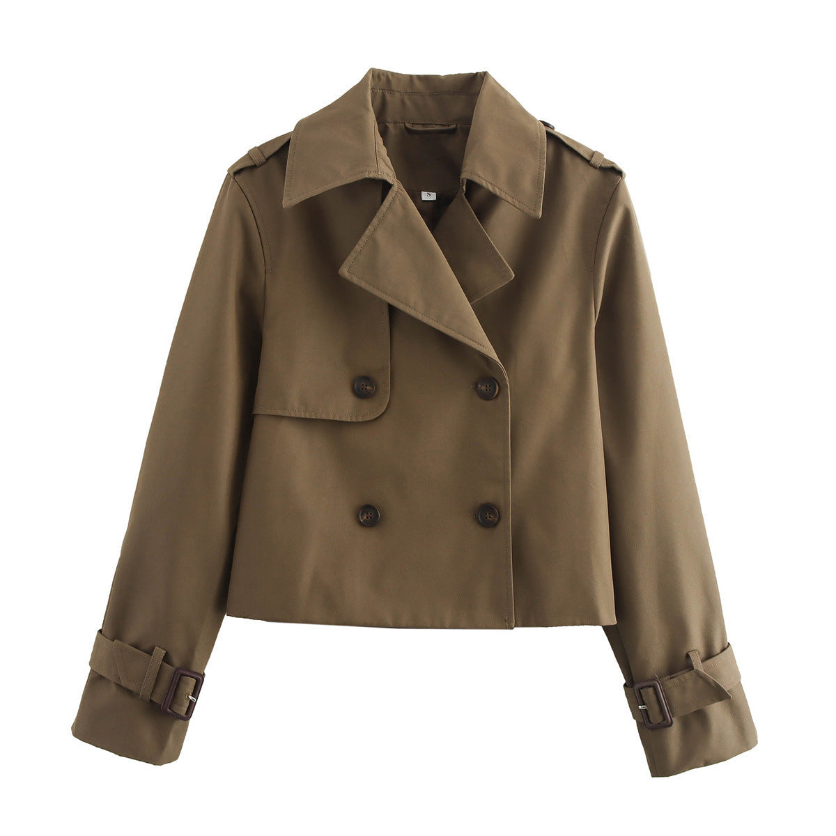 Cropped Dobbeltradet Trenchcoat til Kvinder