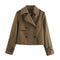 Cropped Dobbeltradet Trenchcoat til Kvinder
