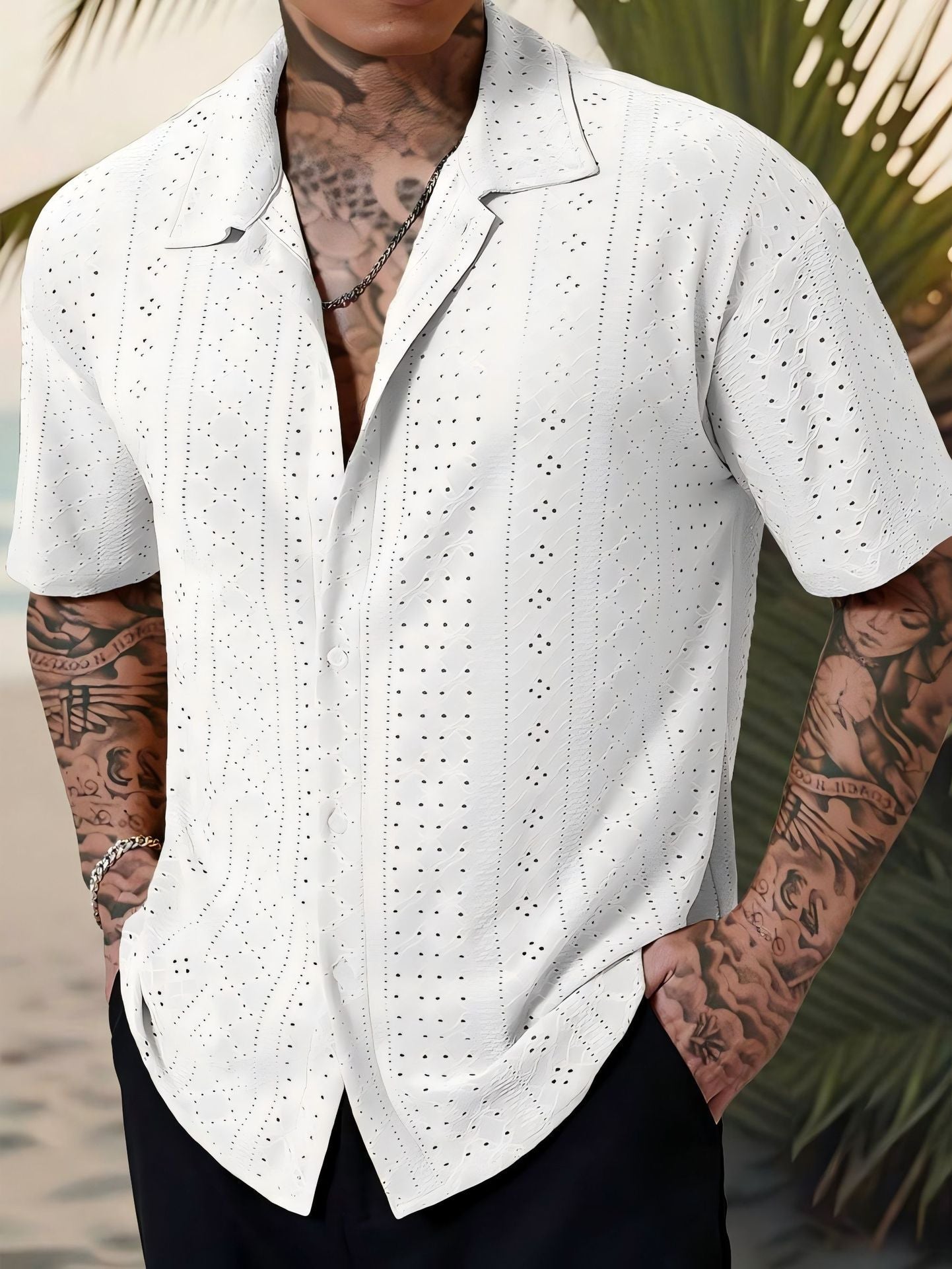 Marjhun men's shirt – Textured button-up shirt, elegant and comfortable for a casual look