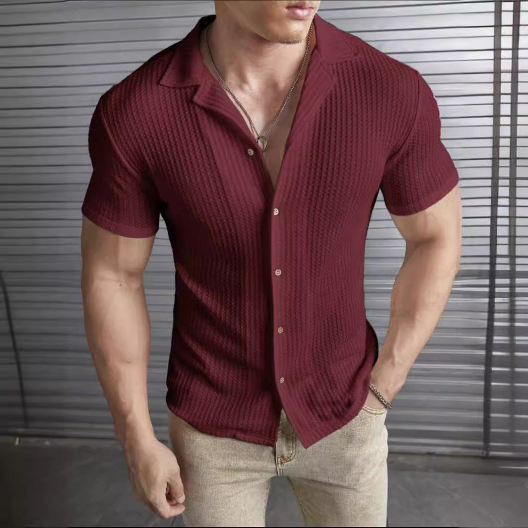 Herre T-shirt med krave og knapper