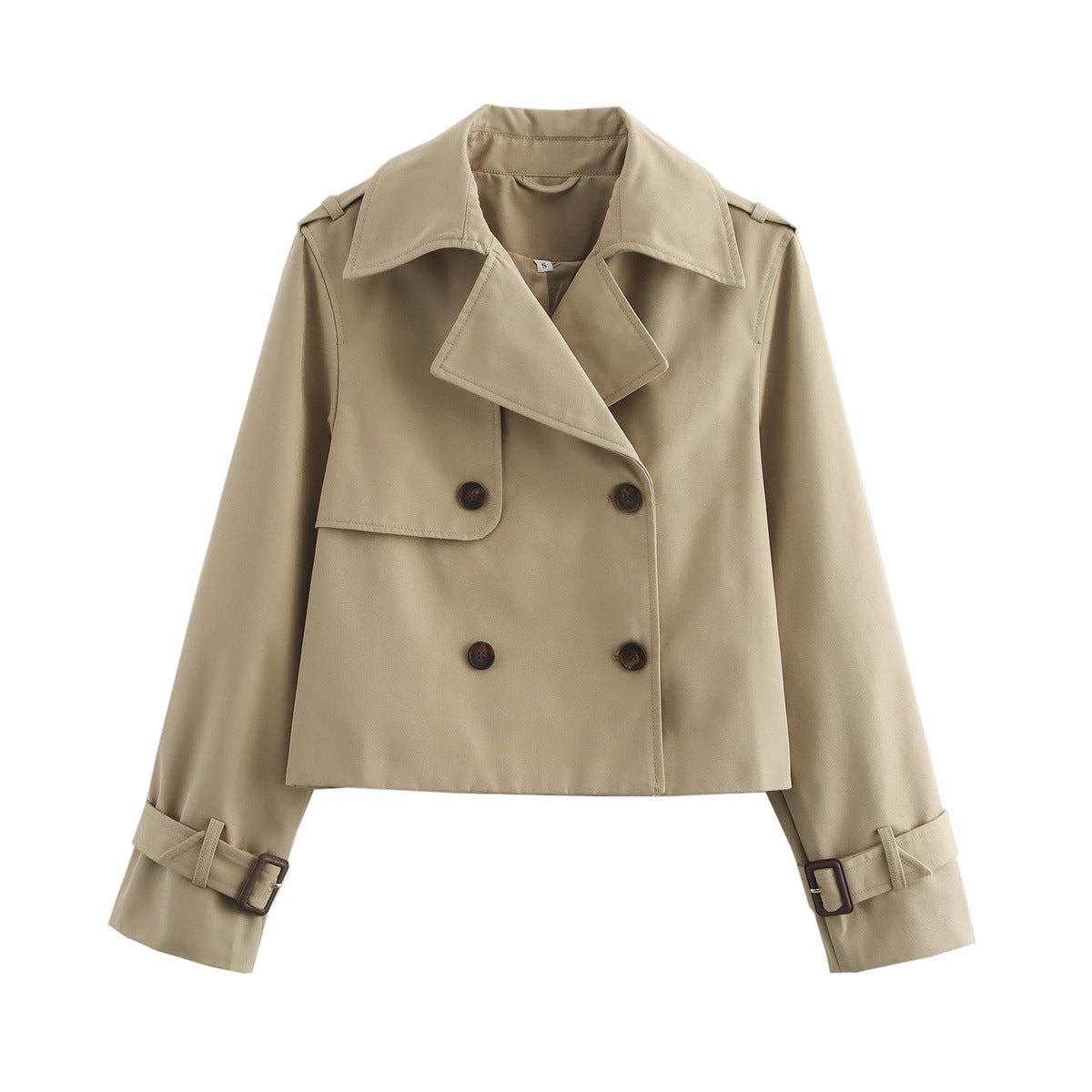 Cropped Dobbeltradet Trenchcoat til Kvinder