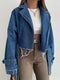 Cropped Denimjakke til Kvinder med Frynsede Kanter