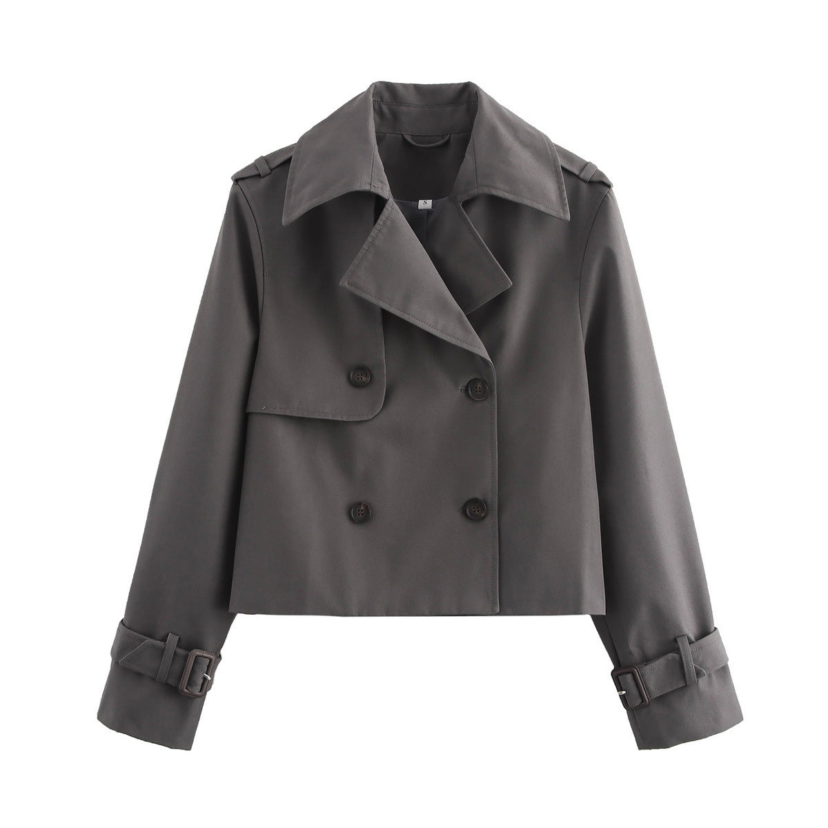 Cropped Dobbeltradet Trenchcoat til Kvinder