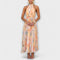 Elegant Halterneck Maxikjole til Dame – Let Blomstret Sommerkjole med Flydende Pasform