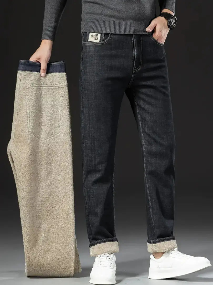 Fleeceforede Jeans til Mænd med Regular Fit