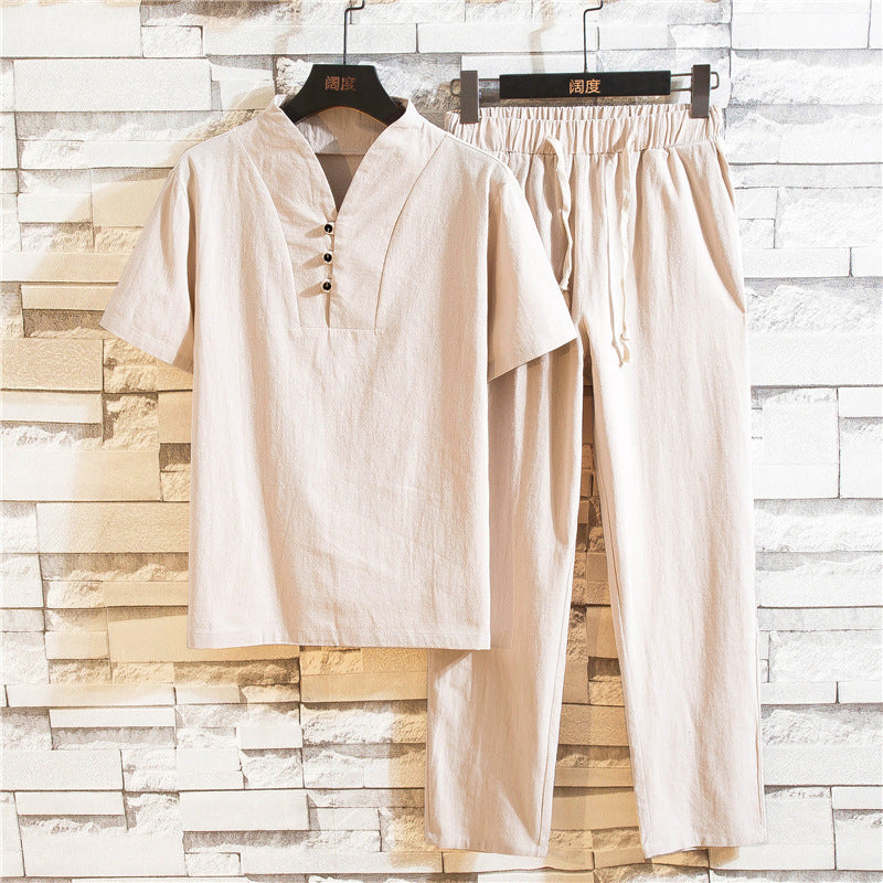 Conjunto de verano Christian para hombre – Camiseta ligera de manga corta y shorts a medida para días relajados