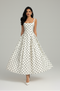 Robe midi à pois avec coupe trapèze