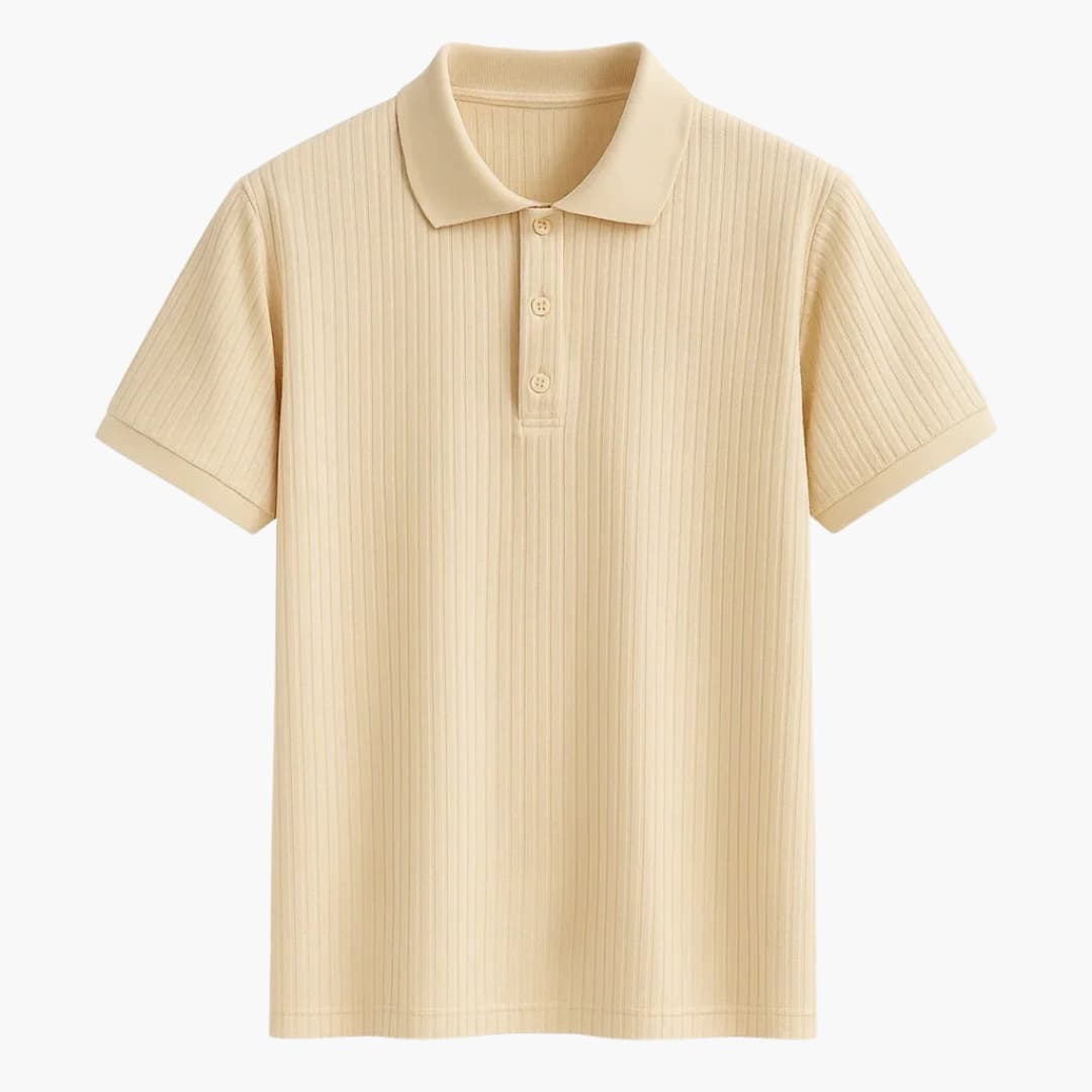 Polo acanalado para hombre con cuello clásico y tapeta de botones