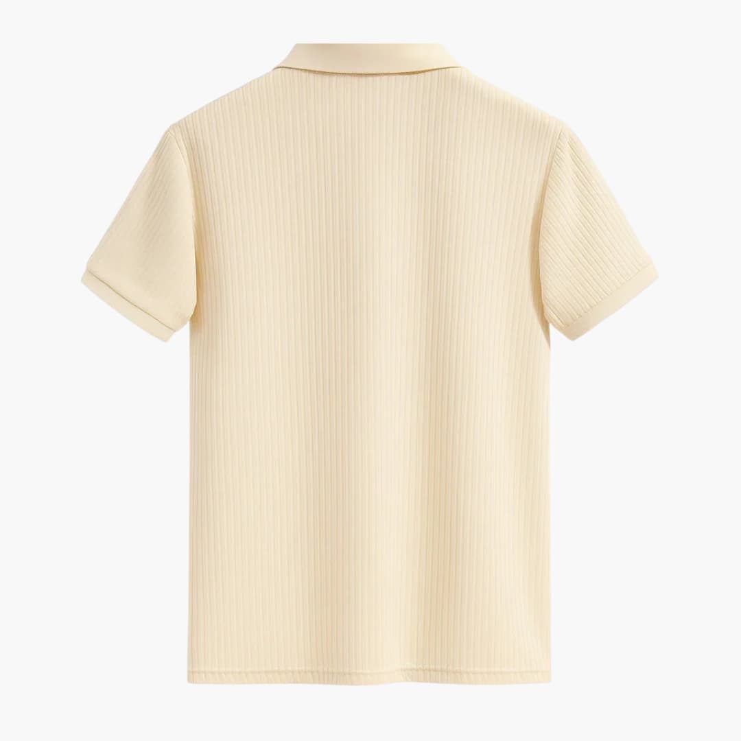 Polo acanalado para hombre con cuello clásico y tapeta de botones