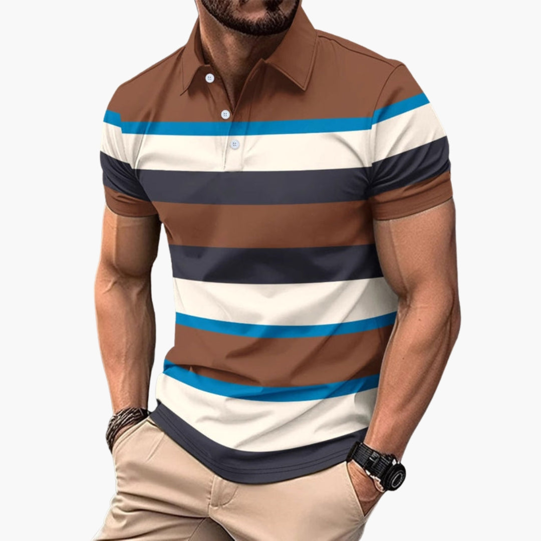 Polo para Homem com Gola Estruturada e Risca Horizontal