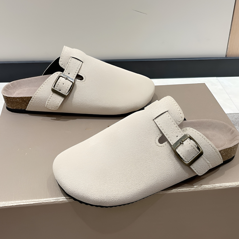 Unisex Ruskindstøfler med Spænde – Komfortable Slip-On Sandaler