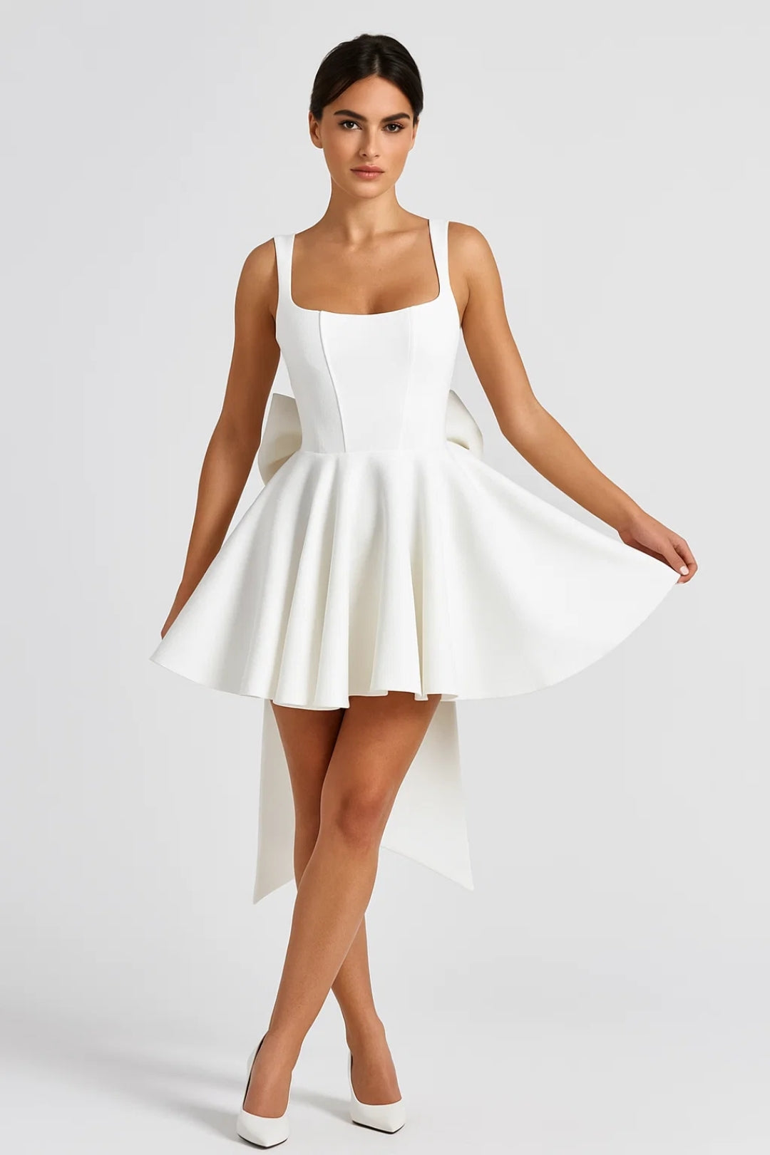 Dame Mini-kjole - Bustier Udsvajede Nederdel Sløjfe Ryg | Bryllup