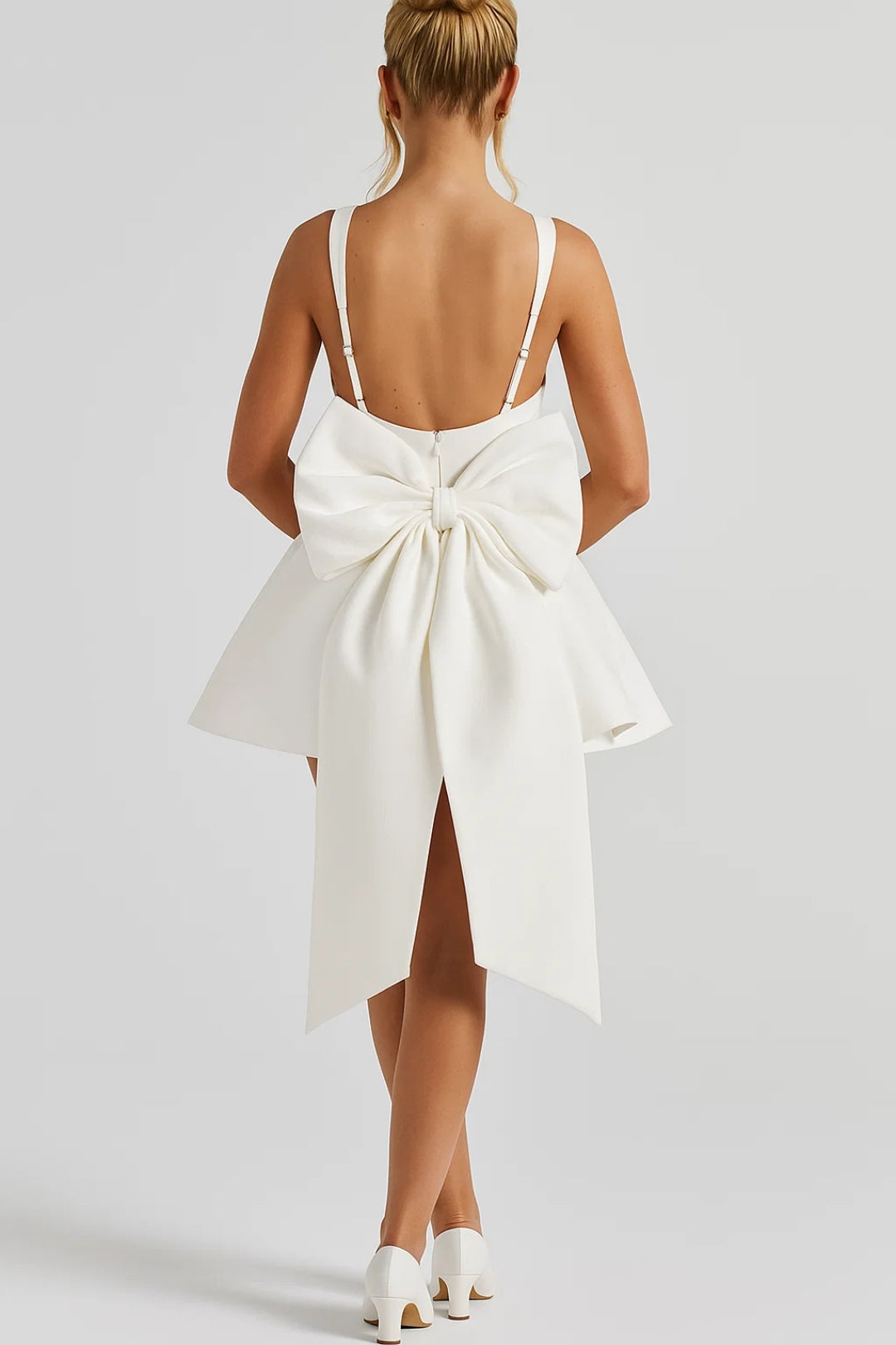 Dame Mini-kjole - Bustier Udsvajede Nederdel Sløjfe Ryg | Bryllup