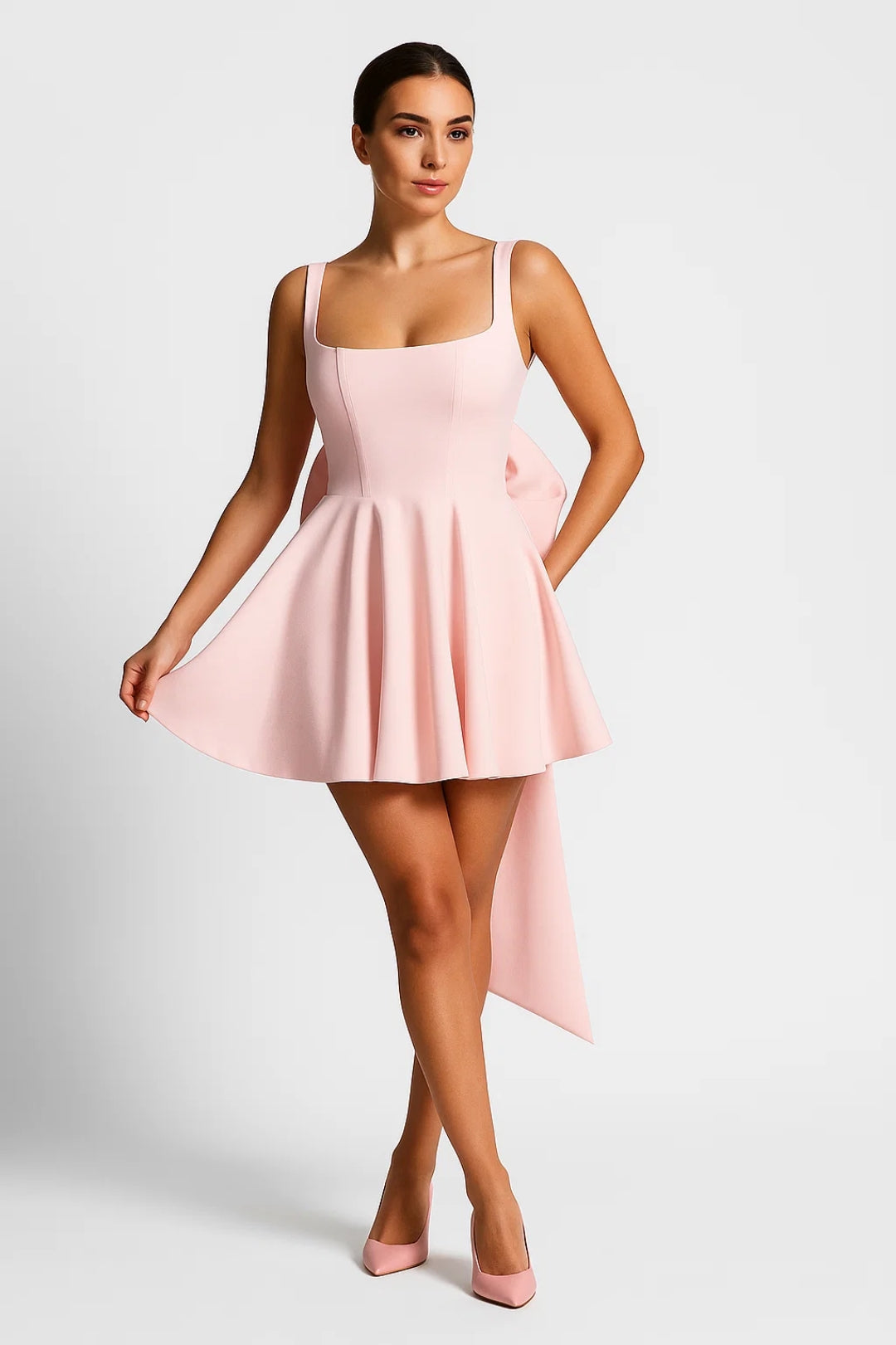 Dame Mini-kjole - Bustier Udsvajede Nederdel Sløjfe Ryg | Bryllup