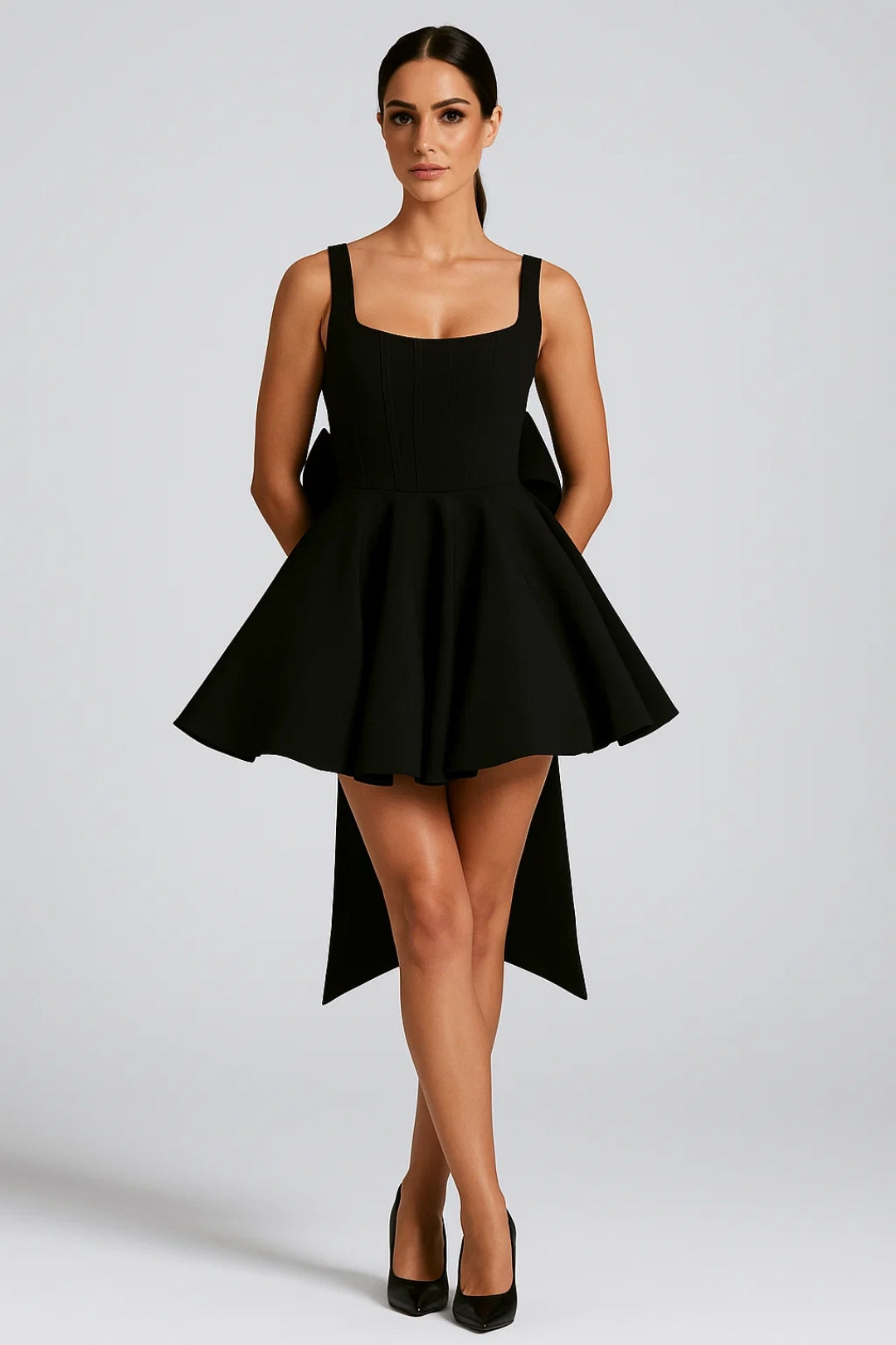 Dame Mini-kjole - Bustier Udsvajede Nederdel Sløjfe Ryg | Bryllup