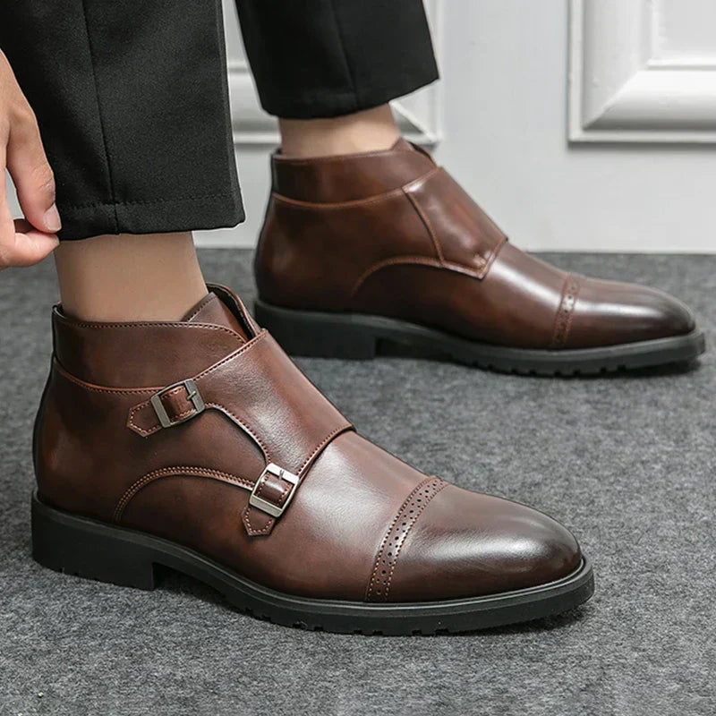 Parker | Ankle boots in faux leather with double monk strap
